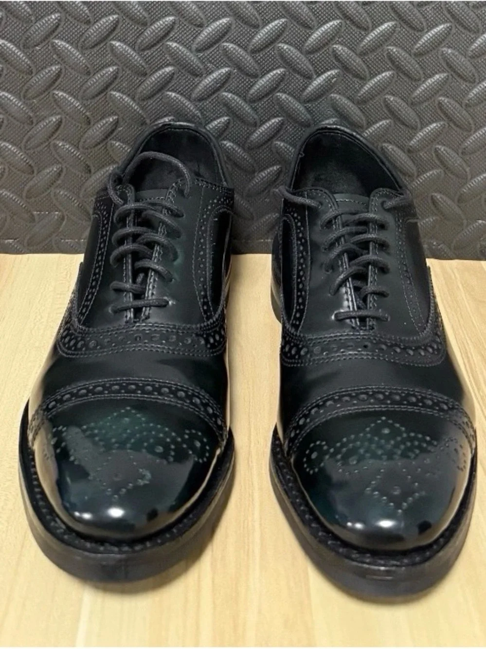 Allen Edmonds Strandmok Cap Toe Oxfords Dainite Sole Black Green Mens Size 7.5